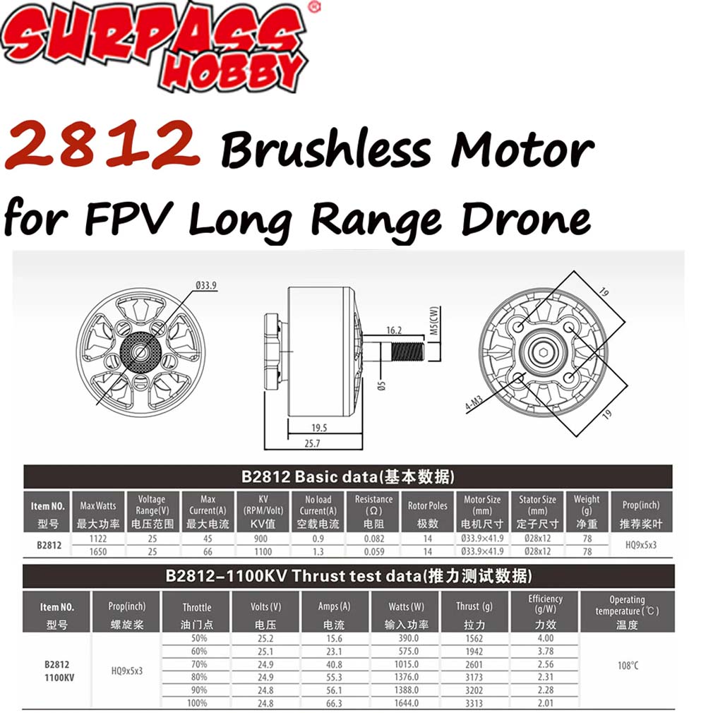 SURPASS HOBBY 2812 Outrunner B - огляд і ціна Drone Racing Motor